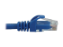 Eaton Tripp Lite Series Cat6a 10G Snagless Molded UTP Ethernet Cable (RJ45 M/M), PoE, Blue, 1 ft. (0.3 m) - Close-up